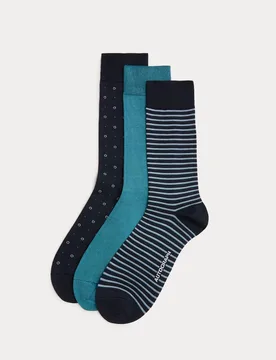Pack Mercerised Cotton Rich Socks Navy Mix male - Autograph - FashionsVida
