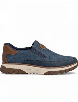 Stan Mens Slip-On Trainers Blue - Size 9.5 Wide Fit (Uk Shoe) - Rieker - FashionsVida