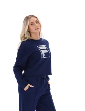Navy Jorie Wide Crew Neck Sweatshirt - XS - FILA - FashionsVida