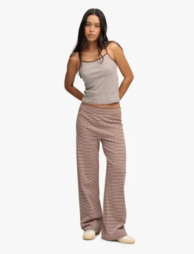 Cotton Rich Striped Fold Over Joggers Brown Mix female - Superdry & Co - FashionsVida