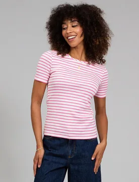 Kite Portesham Jersey T-Shirt Azalea Stripe - Kite Clothing - FashionsVida