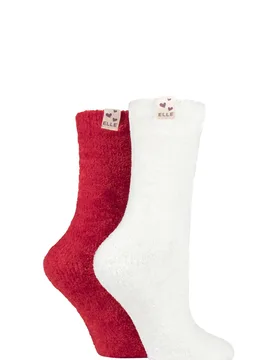 Women's 2 Pair Chenille Leisure Socks Cranberry 4-8 Ladies - Pink - Size: Small - ELLE - FashionsVida
