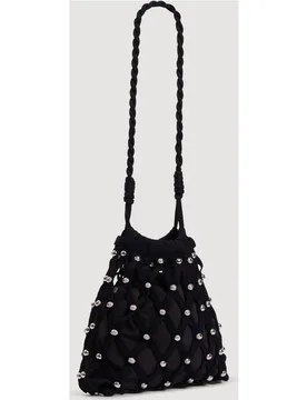 Bolso de hombro de mujer con efecto red, tachuelas y cierre anudado - sandro - FashionsVida