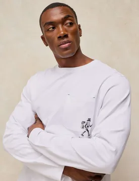 Pure Cotton Graphic Short Sleeve T-Shirt White male - White stuff - FashionsVida
