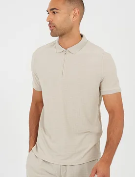 Mens Zip-Neck Polo Shirt - Brave soul - FashionsVida