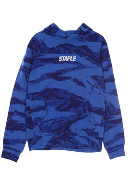Felpa Leggera Cappuccio Uomo Popover Hoodie Blue - Staple - FashionsVida