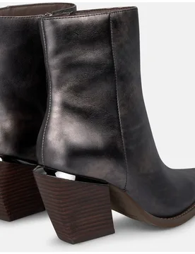 Botines básicos de mujer en piel con efecto metalizado - Alma en Pena - FashionsVida