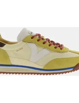 Zapatillas deportivas de mujer de nylon con piezas de serraje al tono y suela en sierra - Victoria - FashionsVida