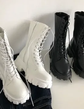 New Mid Calf Boots Women Autumn Winter Fashion Lace-up Ladies Chelsea Zipper Botas Mujer Boots Sports Platform Heel Ladies Shoes - Aliexpress - FashionsVida