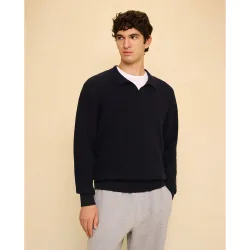 Jersey de canalé de cuello polo de hombre