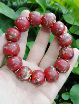 Antique auspicious red phoenix pattern glass bracelet Buddhist old bead string accessories decorative beads - Aliexpress - FashionsVida