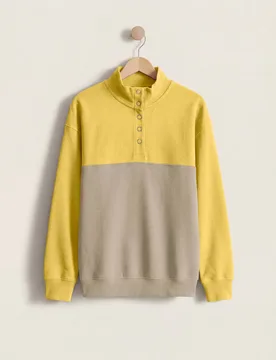 Women's Colour Block LS High Neck Sweatshirt in Yellow Size: 16 - Yellow - Size: 16 - Enorsia - FashionsVida