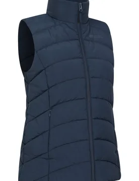 Women's 'Opal' Lightweight Water Resistant Warm Padded Full Zip Puffer Gilet in Navy Size: 12 - Navy - Size: 12 - Mountain Warehouse - FashionsVida