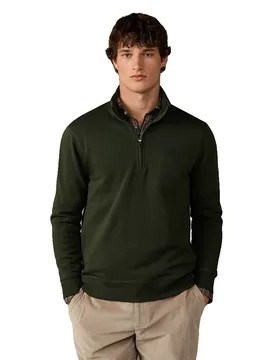 Felpa Con Mezza Zip Hm5800195 Hunter Green L - Hackett - FashionsVida