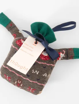 Christmas Jumper Organic Cotton Socks Hanging Gift - Dark Grey Marl - UK4-7 - Thought - FashionsVida