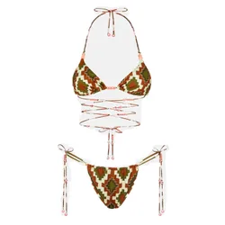 Bikini Triangolo Fantasia Verde/marr. MF23-0370X1