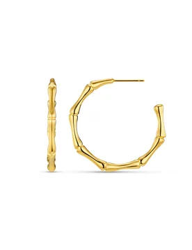 LUXE Polished Bamboo Large Hoop Earrings - Orelia London - FashionsVida