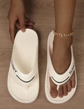 Sandalias tipo chanclas de playa con tira entre los dedos, estilo nuevo, cómodas, casuales para vacaciones de verano EUR44-45 - Shein - FashionsVida