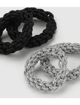 Pack de coleteros de lúrex en negro y plata - El Corte Inglés - FashionsVida