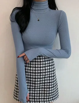 Camiseta de cuello alto de manga larga, ajuste delgado y casual, ropa de otoño para mujer XL - Shein - FashionsVida