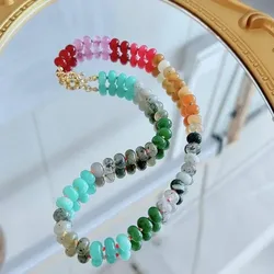 European and American color natural stone necklace handmade beaded light luxury niche design item decoration temperament