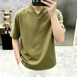 Summer New Style Men's Short-Sleeved V-Neck Fashion Casual Trendy Multi-Complimentable Loose Top Lightweight T-Shirt