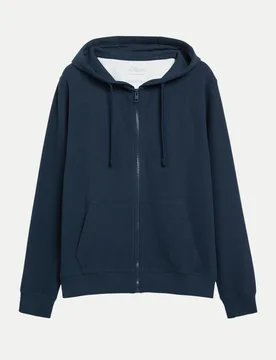 RED LABEL Kapuzensweatjacke aus Waffelpiqué Blau XXL - S. Oliver - FashionsVida