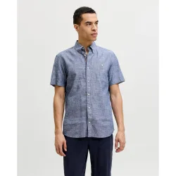 Jack & Jones - Camisa de hombre manga corta en tejido con lino