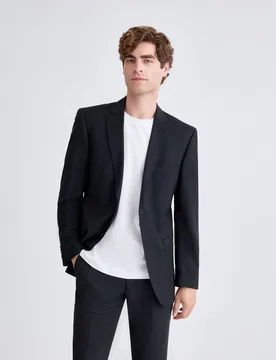 Americana de vestir de hombre regular lisa negra - Roy Robson - FashionsVida
