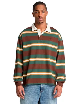 Polo à Manches Longues Striped Rugby Chicory Coffee Yd XL - Timberland - FashionsVida