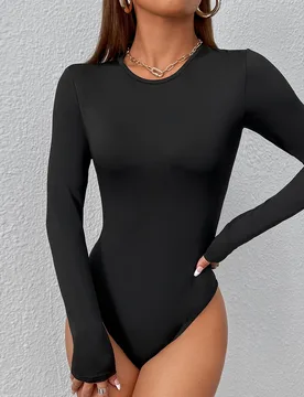 Body de mujer de corte ajustado liso para primavera, para mujeres de talla pequeña Petite XS - Shein - FashionsVida