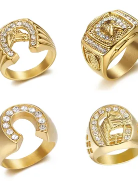 Crystal Iced Out Horse Ring Hip Hop Stainless Steel 18k Gold Plated Gothic Design Jewelry for Men Women Party Gift - Aliexpress - FashionsVida