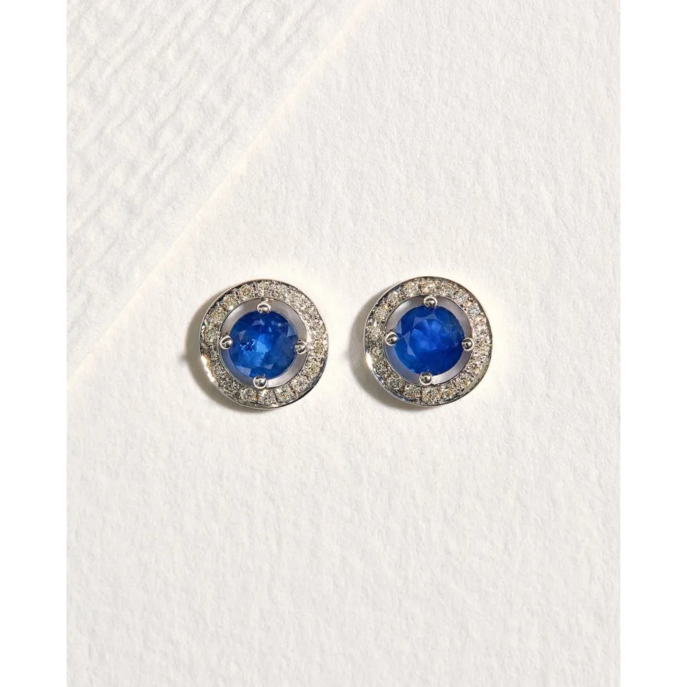 Pendientes de oro con diamante y zafiro - El Corte Inglés - FashionsVida