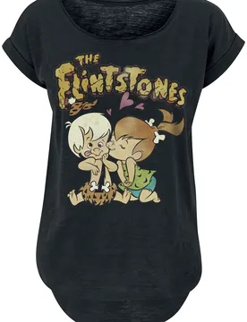 T-Shirt - Pebles & Bambam - XL bis 4XL - für Damen - Größe XL - schwarz - EMP exklusives Merchandise! - Frauen - female - The Flintstones - FashionsVida