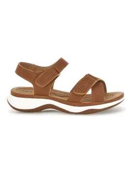 Sandali marroni con zeppa e fasce incrociate T18711 36 - MIO TEMPO - FashionsVida