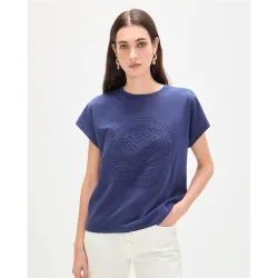 Camiseta de mujer con logo a tono en relieve