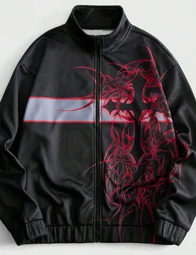 Sudadera de manga larga casual de uso diario con cremallera y patrón de cruz para hombres XL - Shein - FashionsVida