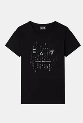 T-shirt con logo a contrasto donna nero