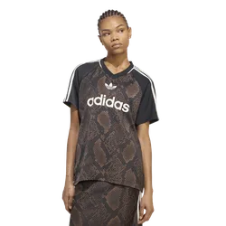 Snake Print Satin Jersey Women T-Shirts - Brown - Size L (16-18) - Poly Mesh - Brown - Size: Large