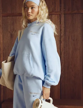 Womens Gym Life Swoosh Fleece Oversized Hoodie - Blu, blu blu Donna taglia M - Nike - FashionsVida