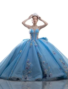 Shiny Blue Quinceanera Dresses off-shoulder Glitter Flower Decal Crystal Long tail Bow Vestido De 15 Quinceanera Customize - Aliexpress - FashionsVida