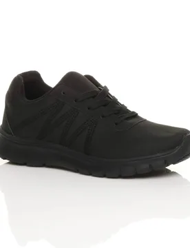 Women's Low Heel Lace Up Memory Foam Trainers in Black Size: 4 - Black - Size: 4 - Ajvani - FashionsVida