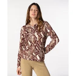 Jersey de mujer tipo polo con estampado animal