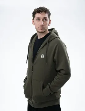 Make It Happen Badge Full Zip Sweatshirt Green 3XL Men - NASH - FashionsVida