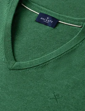 Jersey de hombre de lana merino-seda con cuello pico - Hackett - FashionsVida
