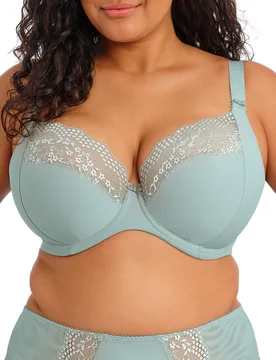 Womens Lucie Plunge Bra - Green Polyamide - Size 40gg - Elomi - FashionsVida