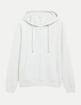 RED LABEL Kapuzensweatjacke aus Waffelpiqué Weiß L - S. Oliver - FashionsVida
