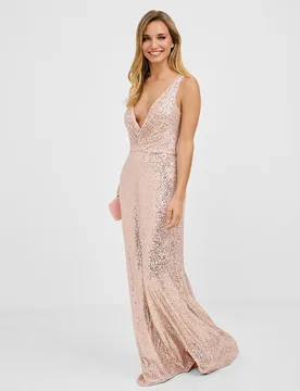 Vestido largo de lentejuelas y escote en v - Veneno en la piel - FashionsVida