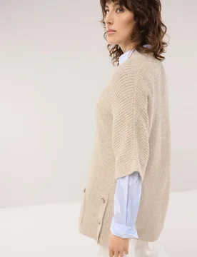 Longstrickweste mit Kimonoärmeln, normale Größen, Farbe Beige, 38, modisch: Kimonoschnitt schmeichelnde Longform Damen - Walbusch - FashionsVida
