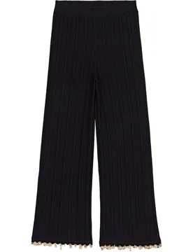 Pantalón de mujer de punto acanalado de talle alto con joyas marinas - Maje - FashionsVida